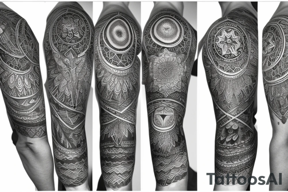 lightning into mandala full sleeve tattoo idea