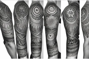 lightning into mandala full sleeve tattoo idea