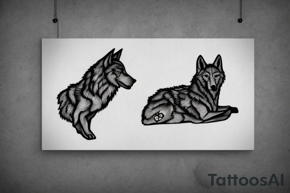 stone wall with wolf's head and paw prints tattoo idea stone wall with wolf's head and paw prints tattoo idea