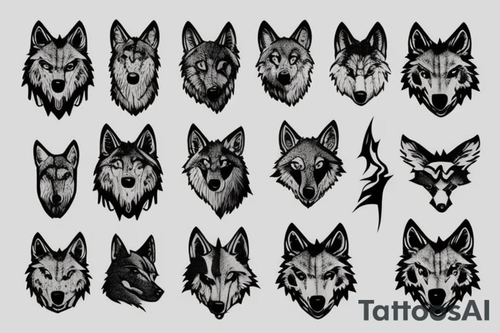 stone wall with wolf's head tattoo idea