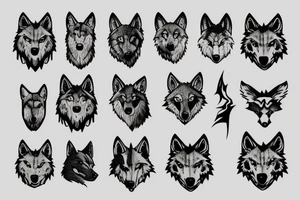 stone wall with wolf's head tattoo idea
