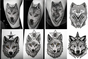 stone wall with wolf's head tattoo idea