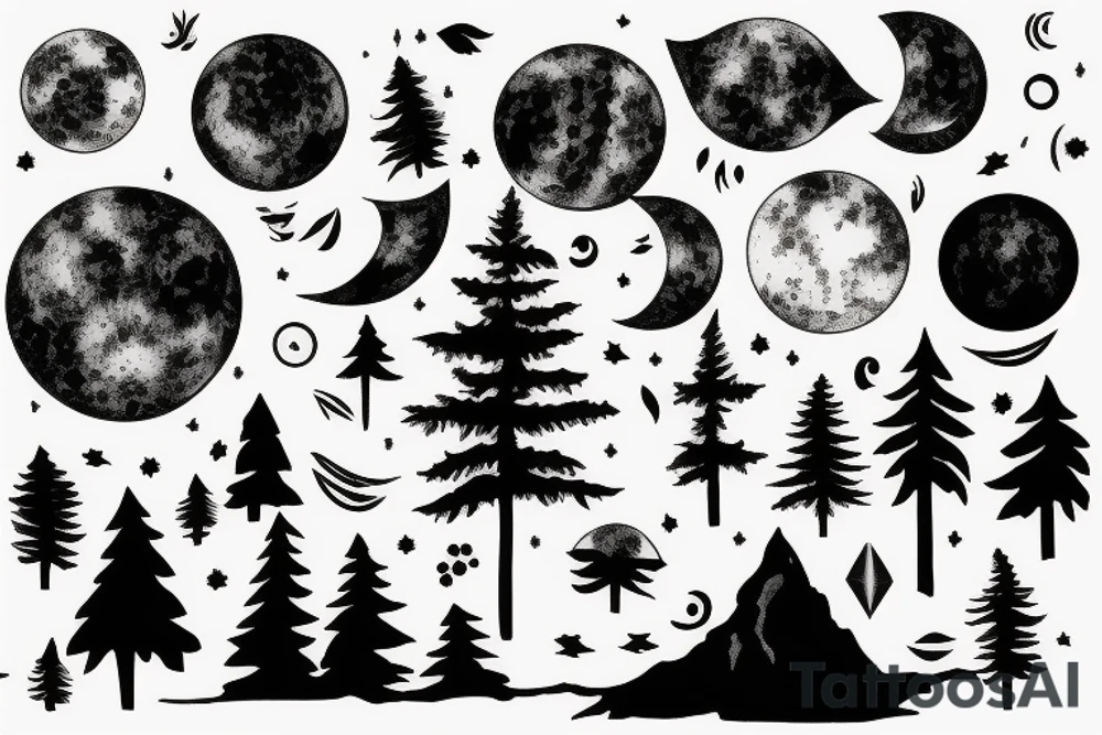 Forest with moon tattoo idea