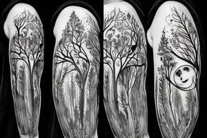 Forest with moon tattoo idea