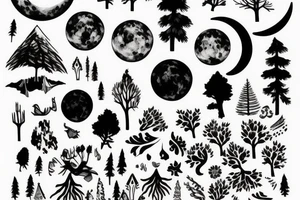 Forest with moon tattoo idea