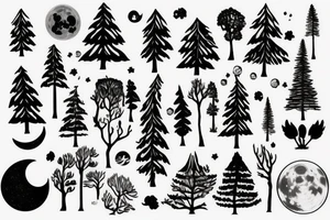 Forest with moon tattoo idea