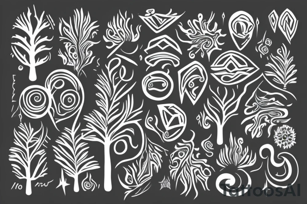 flowy tattoo that shows energy in the shape of a tree tattoo idea