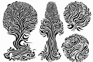 flowy tattoo that shows energy in the shape of a tree placed on the back tattoo idea