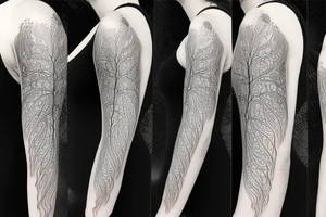 Long flowy tattoo that shows radiant energy in the shape of a slim tree placed on the back tattoo idea