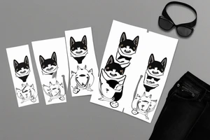 Shiba inu sitting down wearing a kitsune mask facing forward tattoo idea