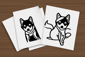 Shiba inu dog sitting down wearing a kitsune mask tattoo idea