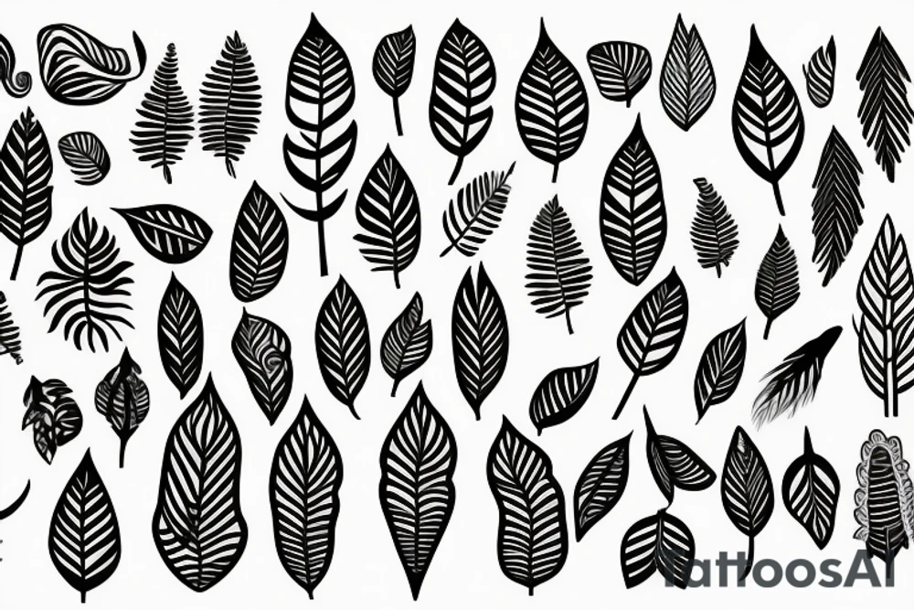Long slim tree that has radiant energy and tribal leaves across the back tattoo idea