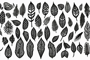 Long slim tree that has radiant energy and tribal leaves across the back tattoo idea