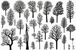 Long slim tree that has radiant energy across the back tattoo idea