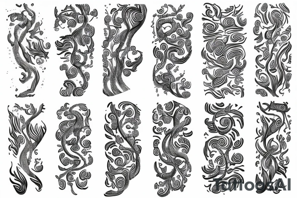 Long slim tree that has flowy radiant energy across the back tattoo idea Long slim tree that has flowy radiant energy across the back tattoo idea