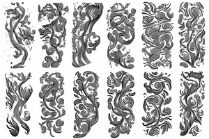 Long slim tree that has flowy radiant energy across the back tattoo idea