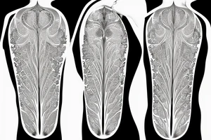 Long tree made of flowy radiant energy across the back tattoo idea