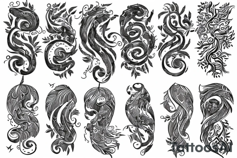 Long tree made of flowy radiant energy across the back tattoo idea