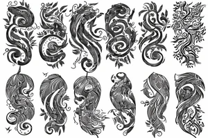 Long tree made of flowy radiant energy across the back tattoo idea