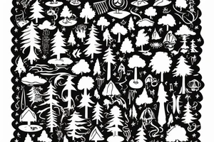a flow made of radiant energy on the back from left to right in the shape of a tree tattoo idea