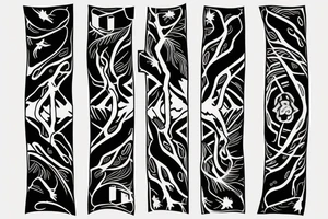 a flow made of radiant energy on the back from left to right in the shape of a tree tattoo idea