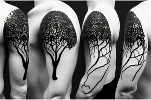 a shape made of radiant energy on the back from left to right in the shape of a tree tattoo idea