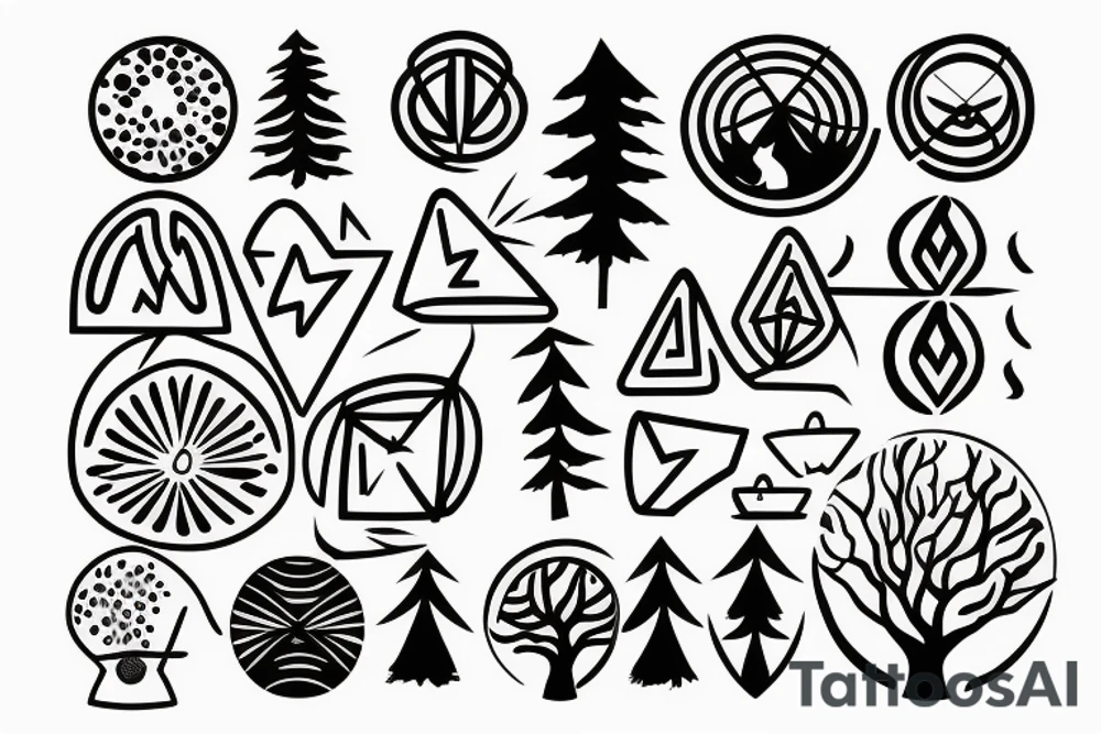 a shape made of radiant energy on the back from left to right in the shape of a tree tattoo idea