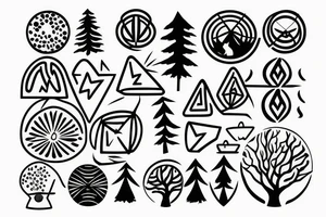 a shape made of radiant energy on the back from left to right in the shape of a tree tattoo idea