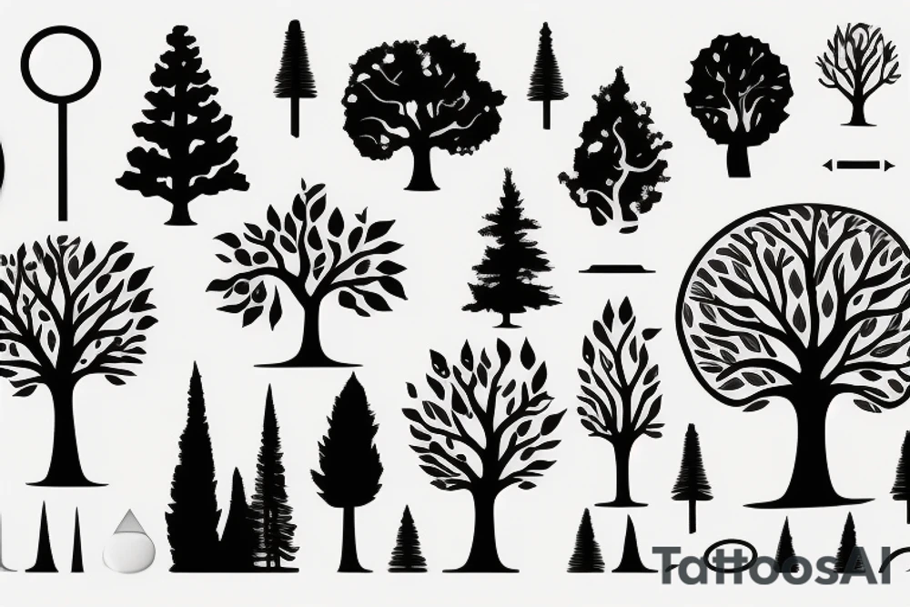 a shape made of radiant energy on the back from left to right in the shape of a tree tattoo idea