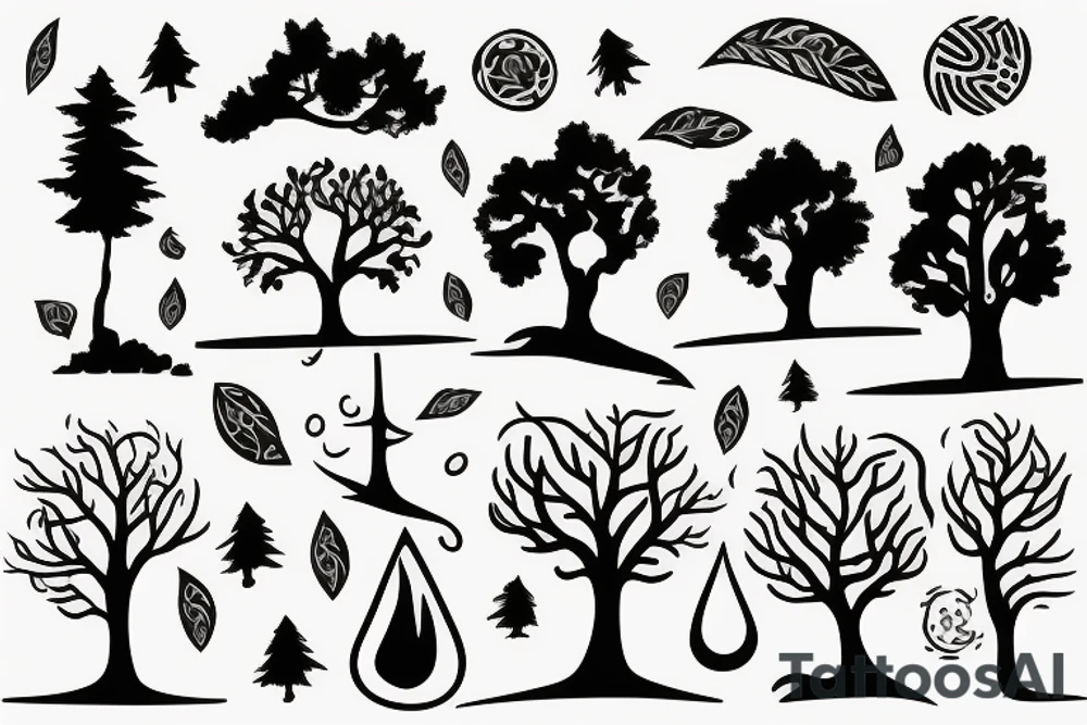 a shape made of radiant energy on the back from left to right in the shape of a tree tattoo idea