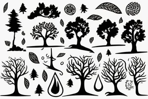 a shape made of radiant energy on the back from left to right in the shape of a tree tattoo idea