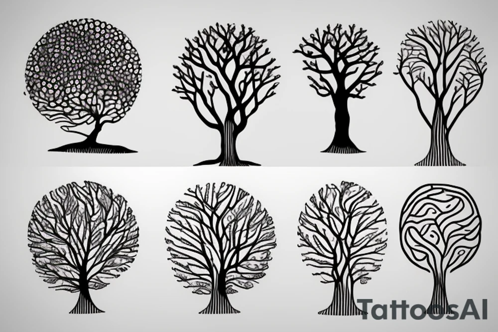 Lines made of radiant energy on the back from left to right in the shape of a tree tattoo idea