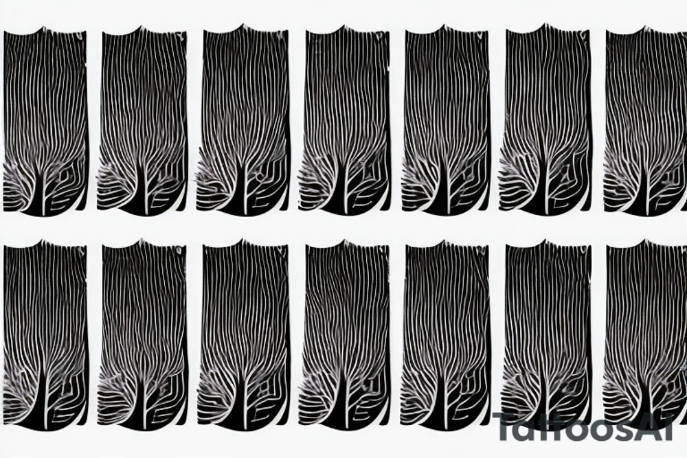 Lines made of radiant energy on the back from left to right in the shape of a tree tattoo idea
