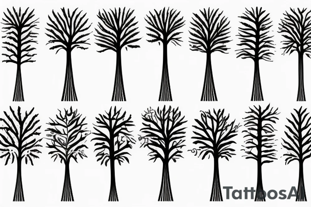 Lines made of radiant energy on the back from left to right in the shape of a tree tattoo idea