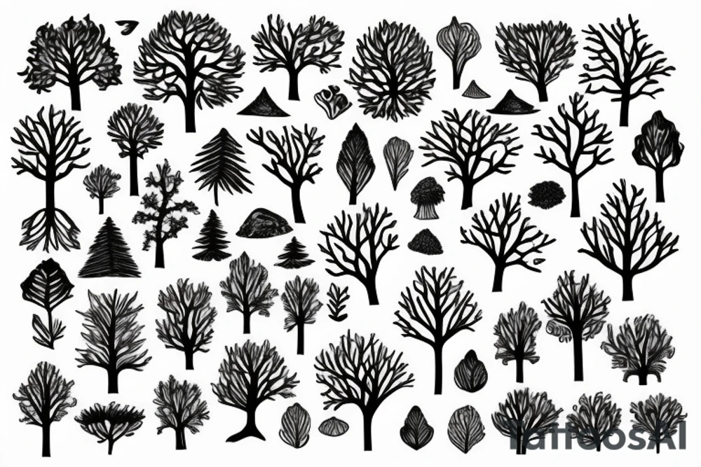 Lines made of radiant energy on the back from left to right in the shape of a tree tattoo idea