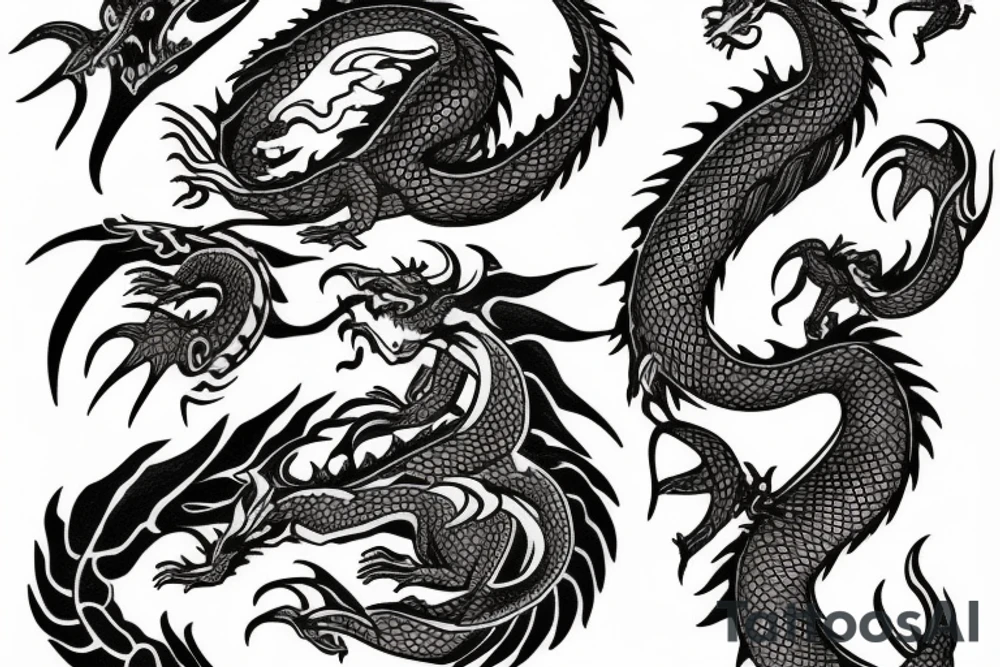 dragon and bon tattoo idea