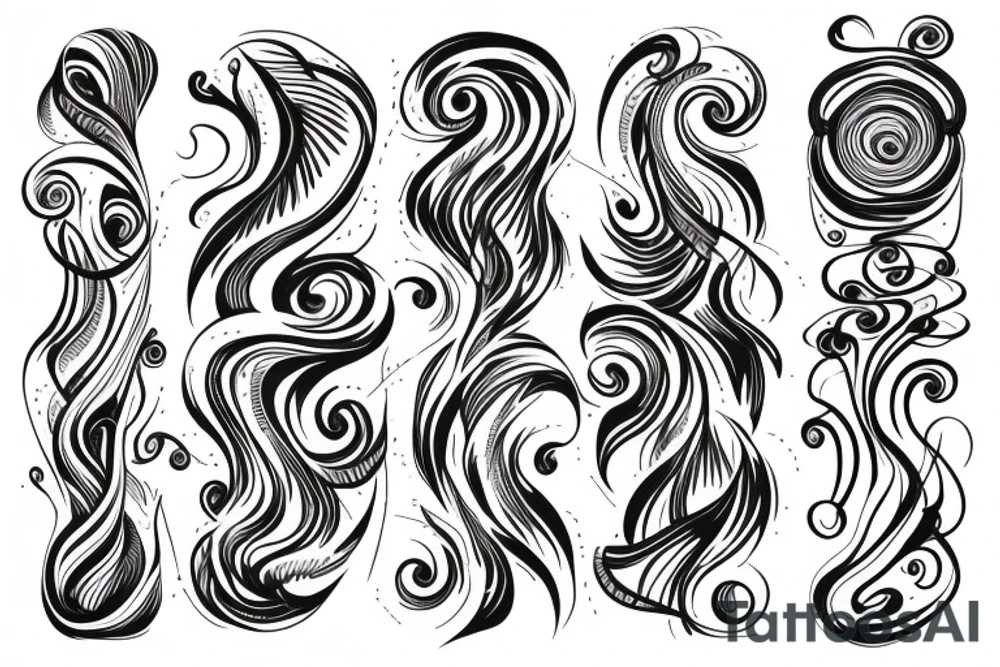 Organic shape on the back from left to right that is flowy and radiant tattoo idea