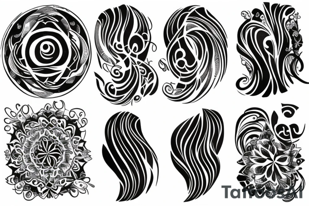 Organic shape on the back from left to right that is flowy and radiant tattoo idea