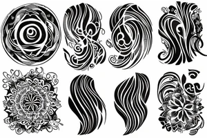 Organic shape on the back from left to right that is flowy and radiant tattoo idea