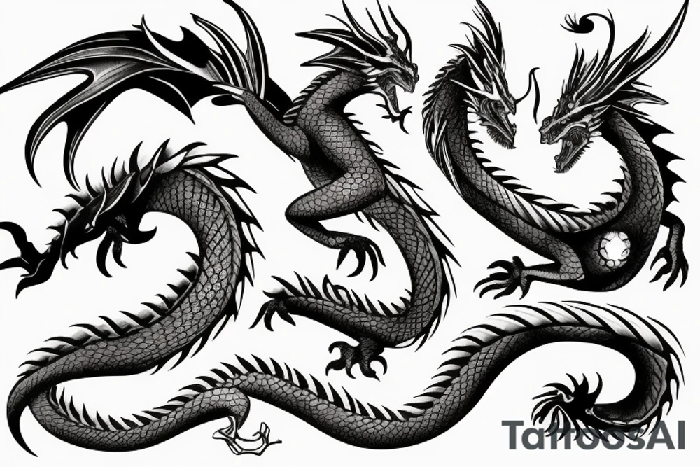 dragon and bone tattoo idea
