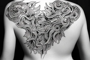 Organic shapes that is flowy and radiant, on the back tattoo idea