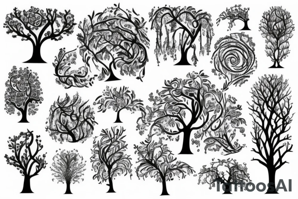 Organic tree that is flowy and radiant, on the back tattoo idea