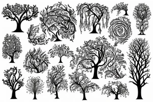 Organic tree that is flowy and radiant, on the back tattoo idea