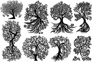 Organic tree that is flowy and radiant, on the back tattoo idea