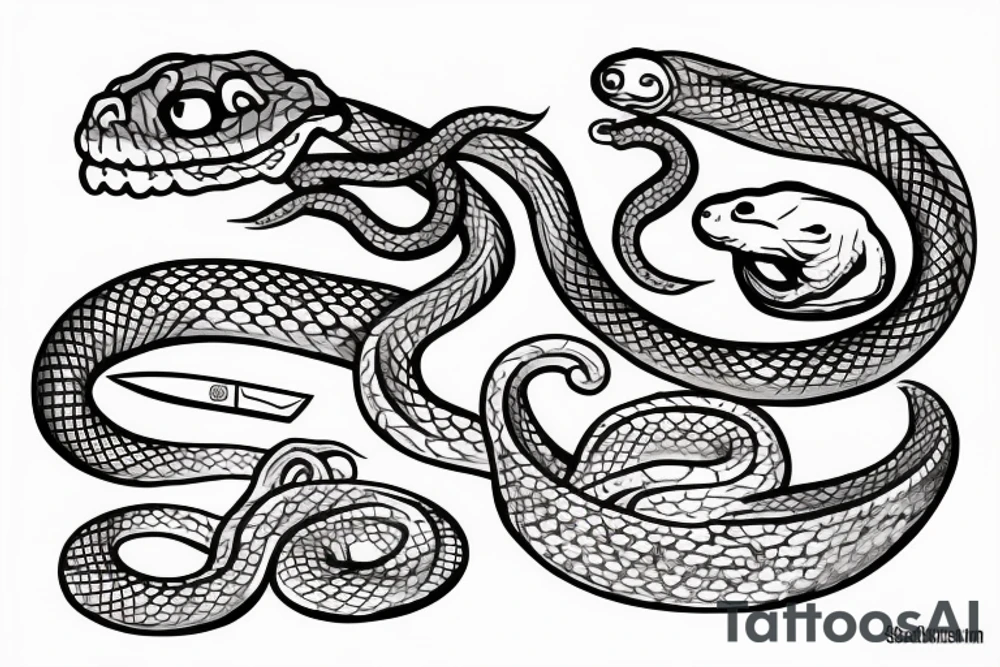 Knife with a snake around it tattoo idea