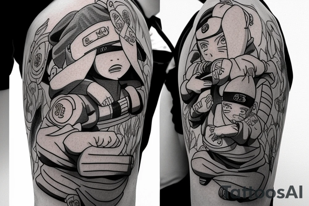 Can you make me a tatto with a bear staying like naruto in cradle but badass with  number 15 tattoo idea