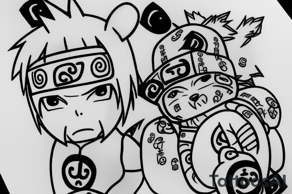 Can you make me a tatto with a bear staying like naruto in cradle but badass with  number 15 tattoo idea