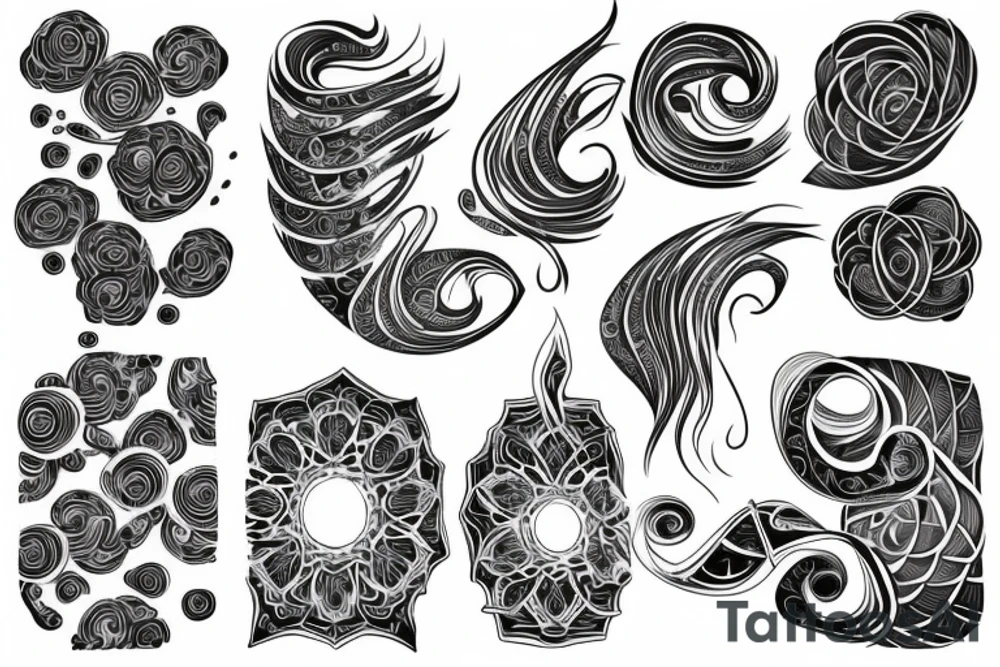 Organic shape that is flowy and radiant, on the back tattoo idea