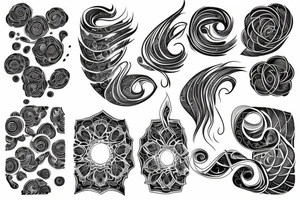 Organic shape that is flowy and radiant, on the back tattoo idea