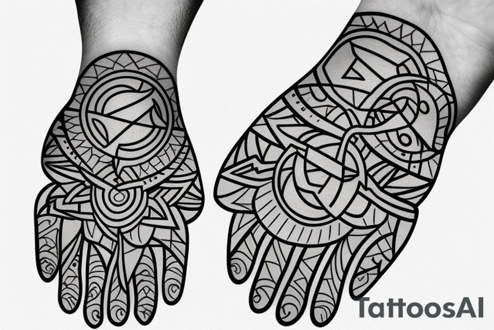abstract square shaped tattoo for finger tattoo idea